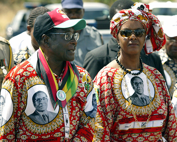 Robert Mugabe: March 2005: President Mugabe and his wife arrive at election rally in Chivu