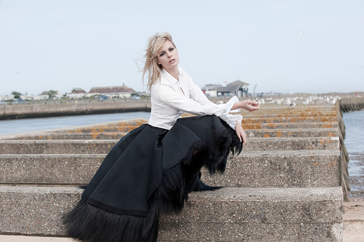 Key trends: skirts: White shirt and black skirt