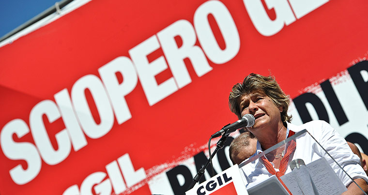 Italy strike: General secretary of the CGIL union Susanna Camusso addresses protesters