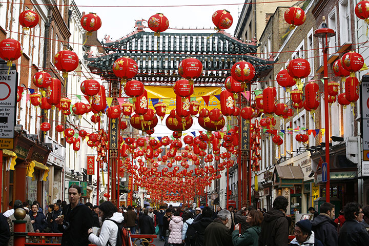 Archives Awareness: Lanterns hanging in Chinatown, London, for Chinese New Year 2008