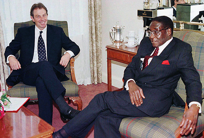 Robert Mugabe: 1997: Prime Minister Tony Blair and Robert Mugabe hold bilateral talks