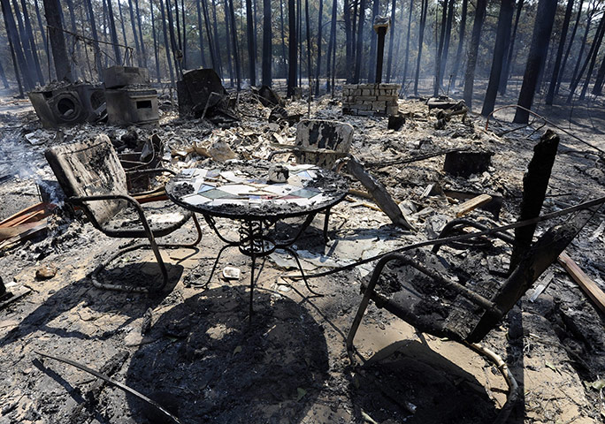 Wildfires damage: The burnt remains of a house near Bastrop