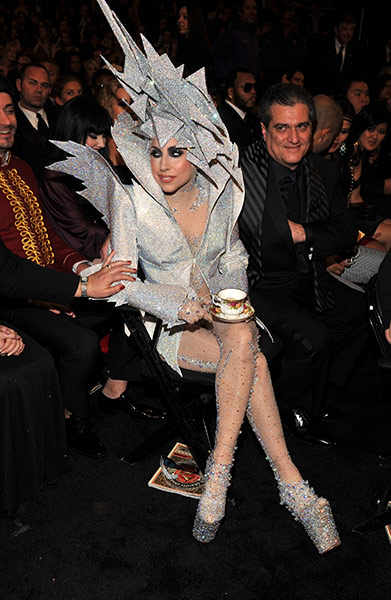 Fashion graveyard: Lady Gaga attends the 52nd Annual Grammy Awards held in Los Angeles 2010