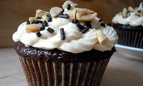 Chocolate peanut butter cupcake.