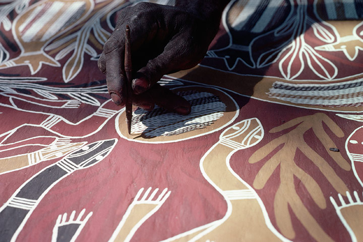 BFC inspirations: An Aboriginal artist, works on a bark painting