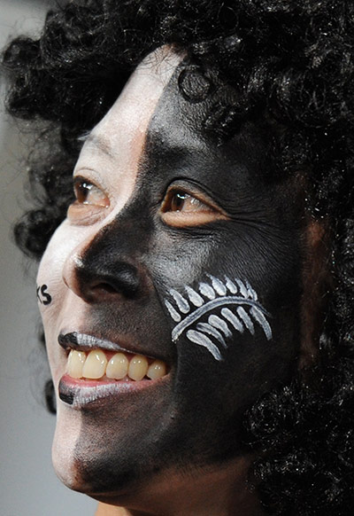 RWC game 1: An All Black fan wearing face paint