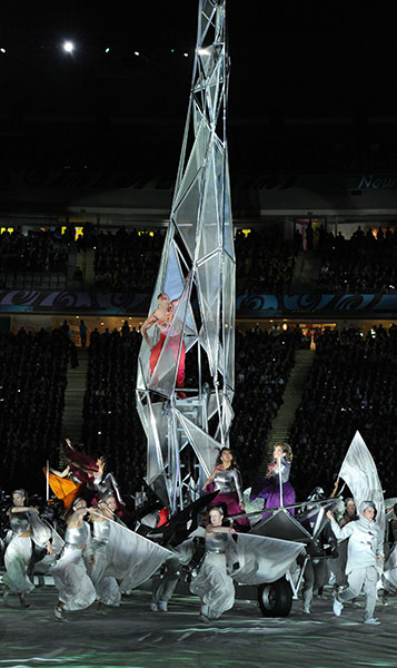 RWC game 1: Performers during the 2011 Rugby World Cup opening ceremony 