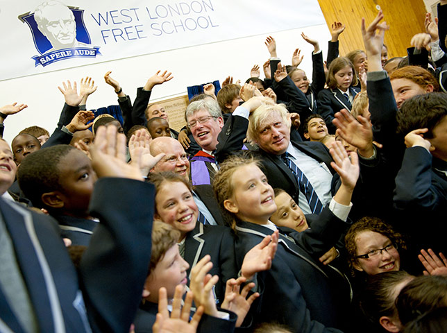 West London Free School: Boris Johnson surrounded by children at the school