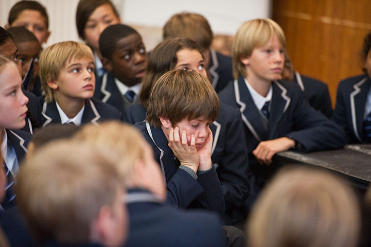 West London Free School: A pupil during Boris Johnsons speech