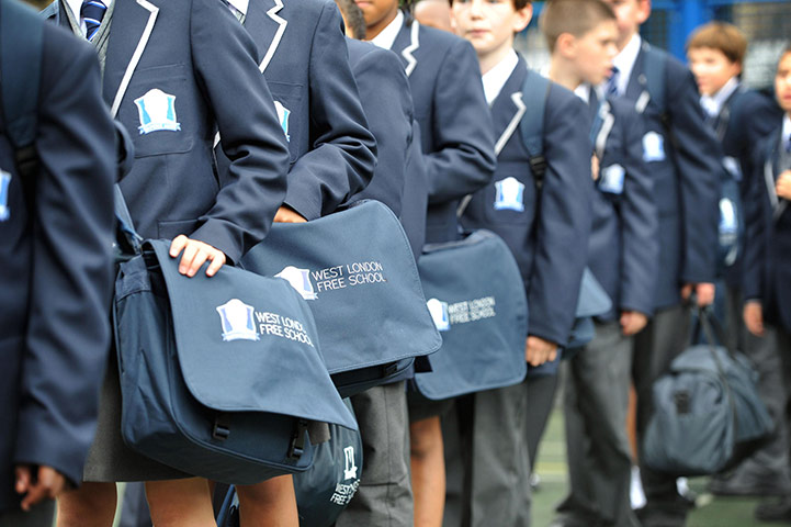 West London Free School: Students line up in the playground