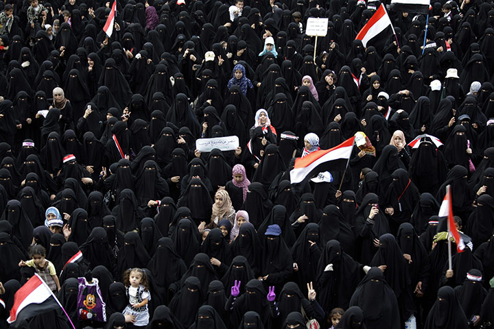 24 hours in pictures: Sanaa, Yemen: Female protestors attend a demonstration