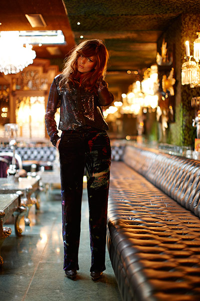 Ophelia Lovibond: Silk and sequin blouse