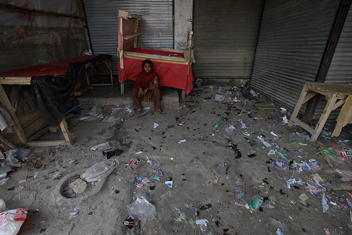 Pakistan bombing: girl outside shops