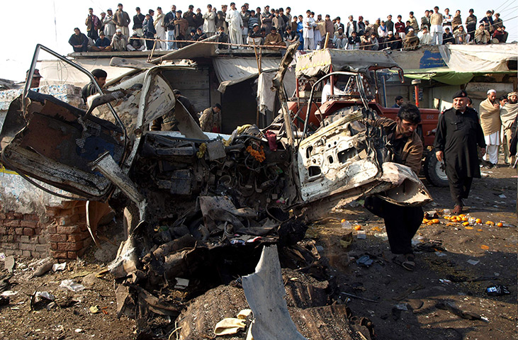 Pakistan bombing: exploded vehicle