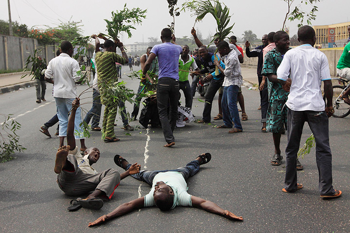 Nigeria protests: People protest on the second day of the ongoing strike 