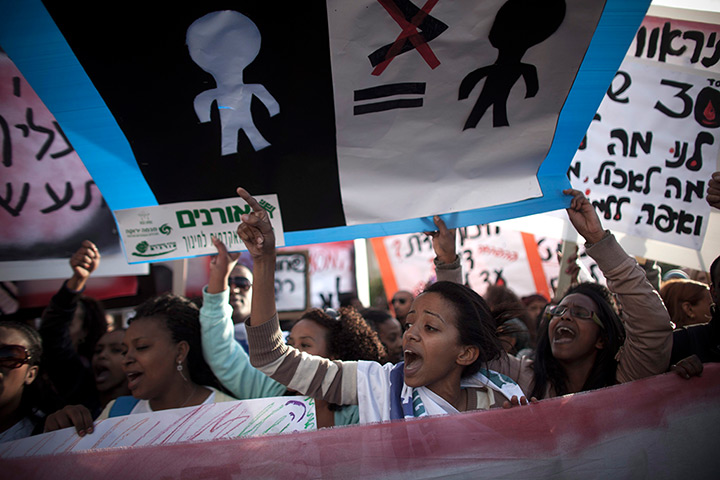 24 hours in pictures: sraelis of Ethiopian origin attend a demonstration against racism