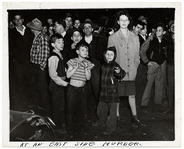 Weegee exhibition: At an East Side Murder, by Weegee