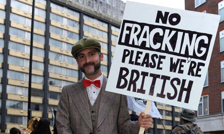 Gary Gardiner, from Brighton, taking part in a London protest against fracking