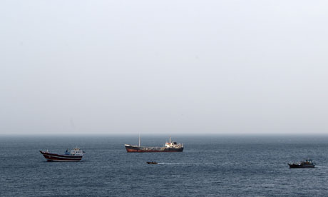 Cargo ships in the Strait of Hormuz