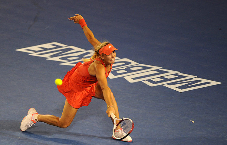 Autralian Open Roundup: Wozniacki of Denmark during her women's singles first round match