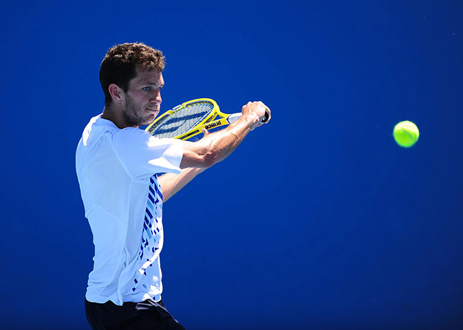 Autralian Open Roundup: James Ward in action against Slovakia's Blaz Kavcic 