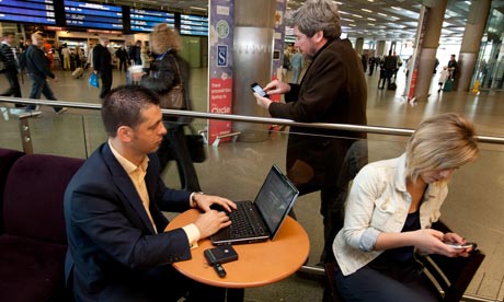 People on smartphones