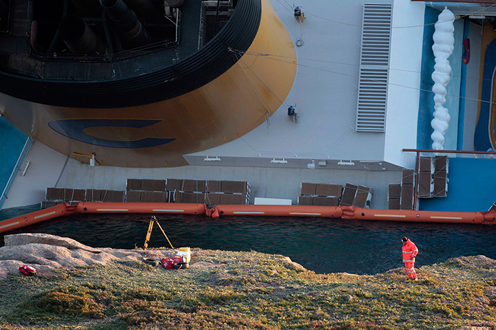 Costa Concordia: The cruise ship lies on its side after running aground