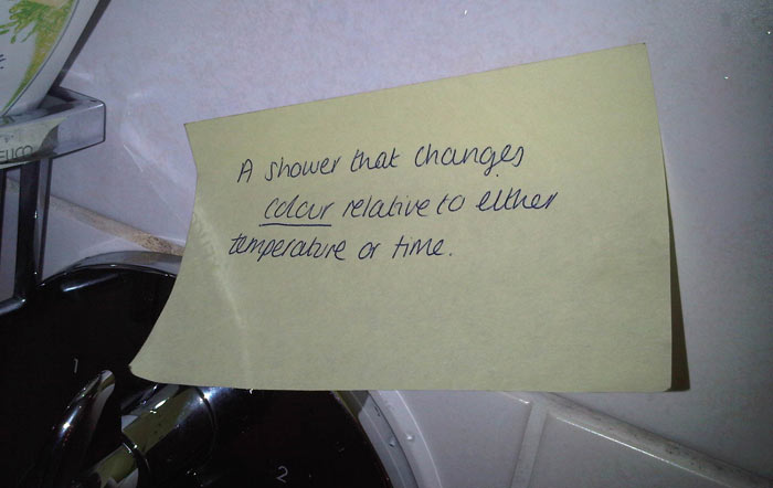 Shower that changes colour