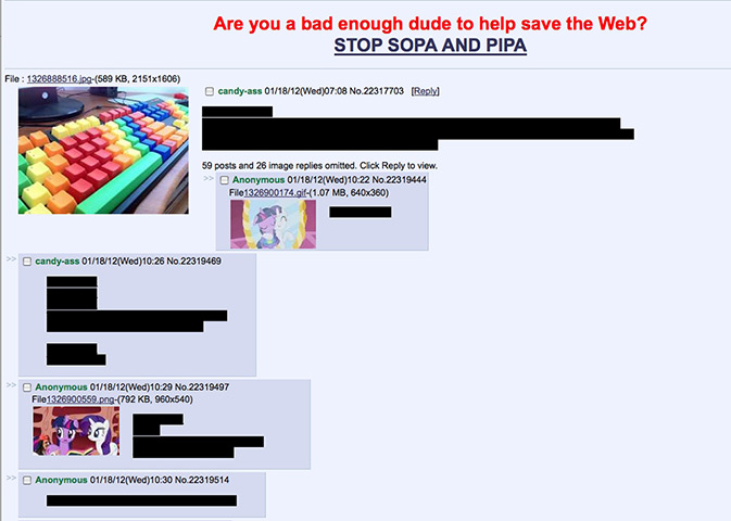 SOPA web protests: sopa4chan blacks out in protest against SOPA on 17th January 2011