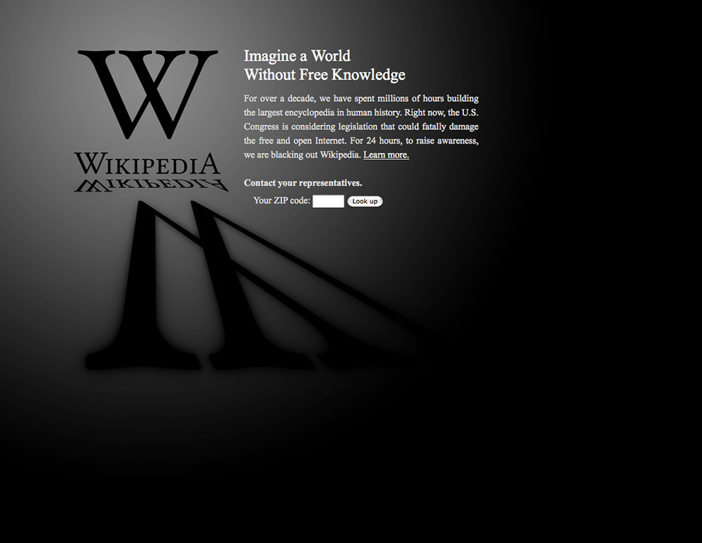lacked-out Wikipedia website