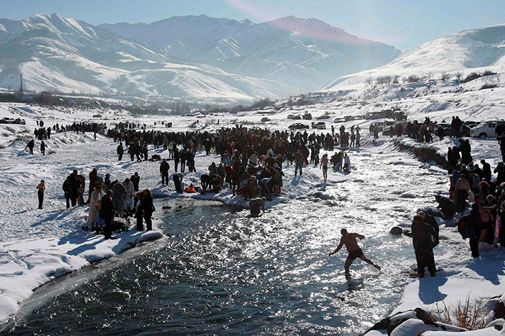 Orthodox Epiphany: Orthodox Epiphany celebrations on the river Kara-Balta in Kyrgyzstan