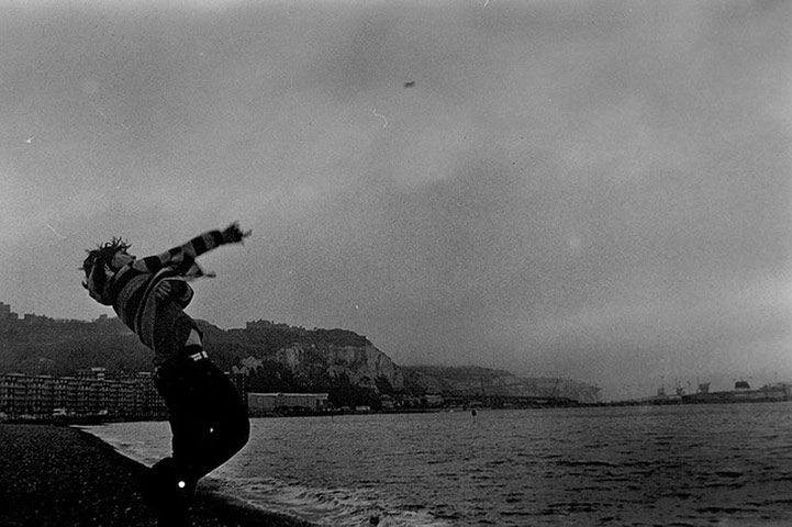 Kodak moments: An analogue picture of my bro skimming stones at Dover beach
