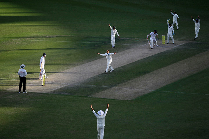 Pakistan versus England: Pakistan's Saeed Ajmal celebrates after taking the wicket of Matt Prior 