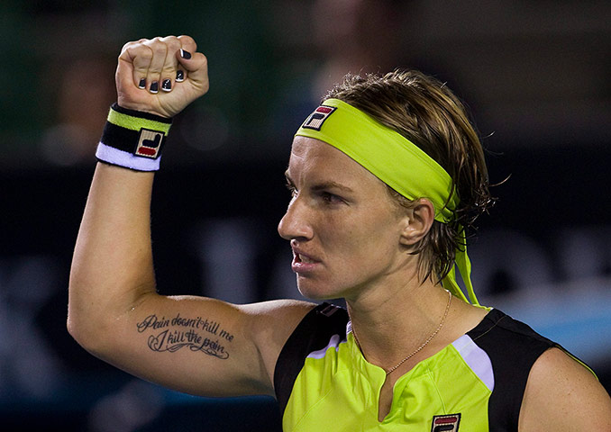 Australian Open Day 4: Svetlana Kuznetsova celebrates her 7-6, 7-5 victory over Sloane Stephens  