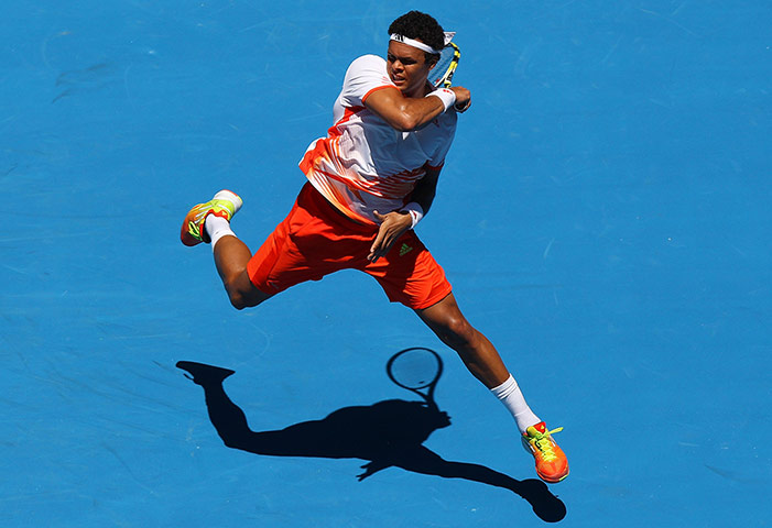 Australian Open Day 4: Jo-Wilfred Tsonga during his 7-5 6-4 6-4 victor over Ricardo Mello