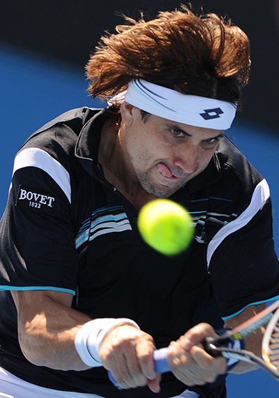 Australian Open Day 4: David Ferrer hits a shot during his victory over Ryan Sweeting 