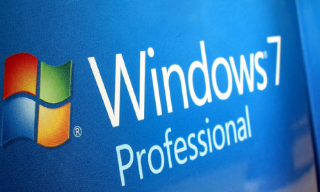 Windows 7 operating system software are shown for sale at a Microsoft retail store in San Diego