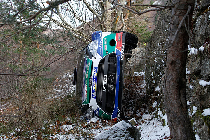 Best of the week: Jari-Matti Latvala's Ford Focus is seen after a crash