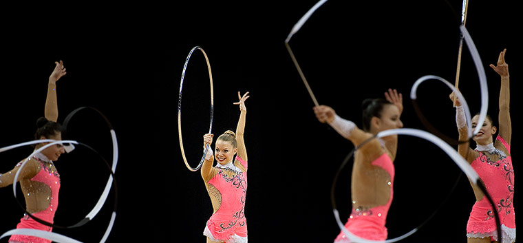 Best of the week: Gymnasts from the Swiss team perform with the ribbon and hoop