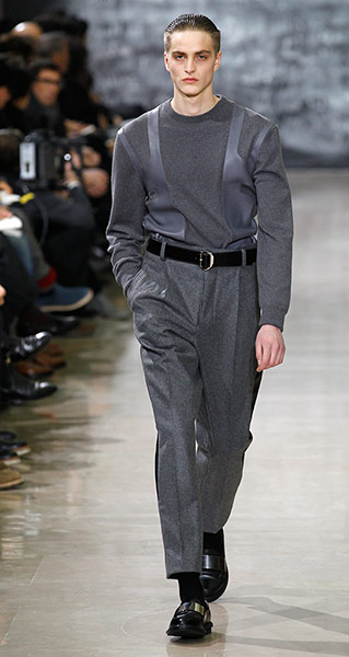 Paris Fashion Menswear: A model wears Italian designer Stefano Pilati for Yves saint Laurent