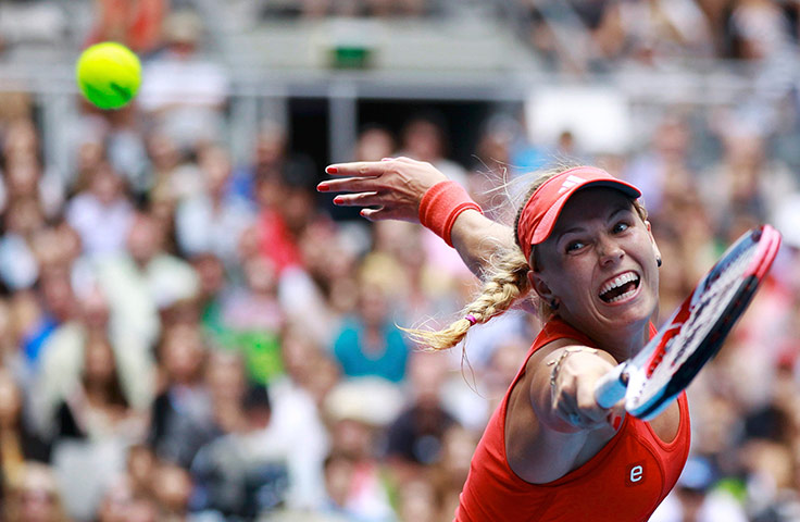 Aussie Open day 5: Wozniacki of Denmark hits a return to Niculescu of Romania