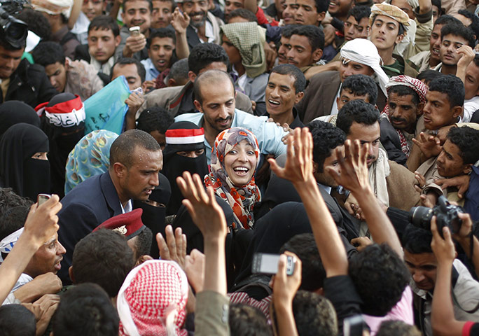 24 hours in pictures: Nobel Peace Prize winner Tawakul Karman visits Yemen