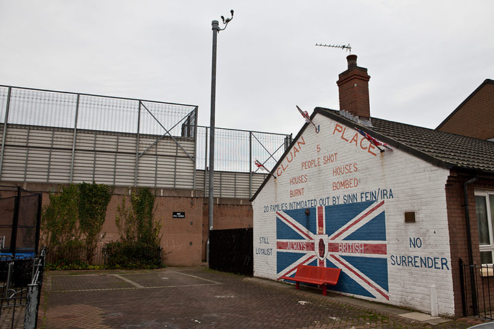 Peace Walls: The Loyalist side of the wall runs through the Short Strand Area in Belfast