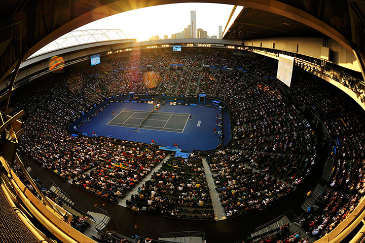 24 Hours: Sun set at Rod Laver Arena at Australian Open tennis tournament