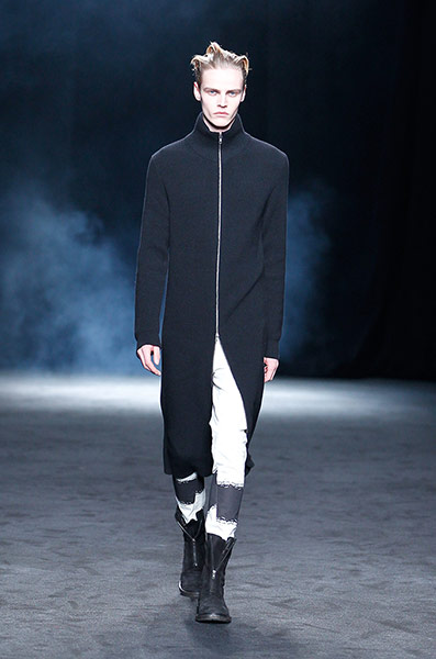 Paris Fashion: A model in a creation by Belgian designer Anne Demeulemeester in Paris