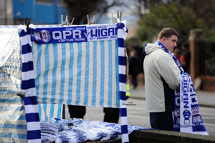 QPR v Wigan: Scarves on sale before the QPR versus Wigan match