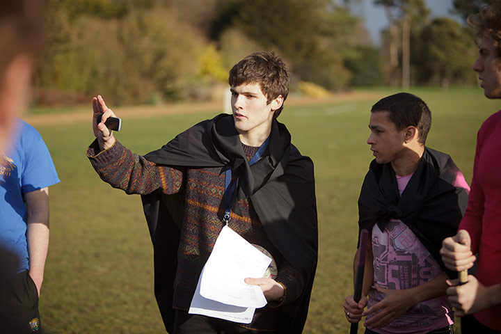 Muggle Quidditch: Angus Barry leads a pre-game briefing