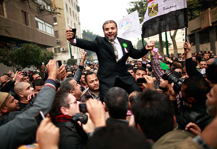 Eyptian Parliament: Muslim Brotherhood supporters celebrate outside Egypt's parliament 