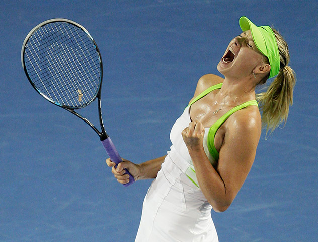 Australian Open Day 8: Maria Sharapova of Russia screams after winning a point v Sabine Lisicki 
