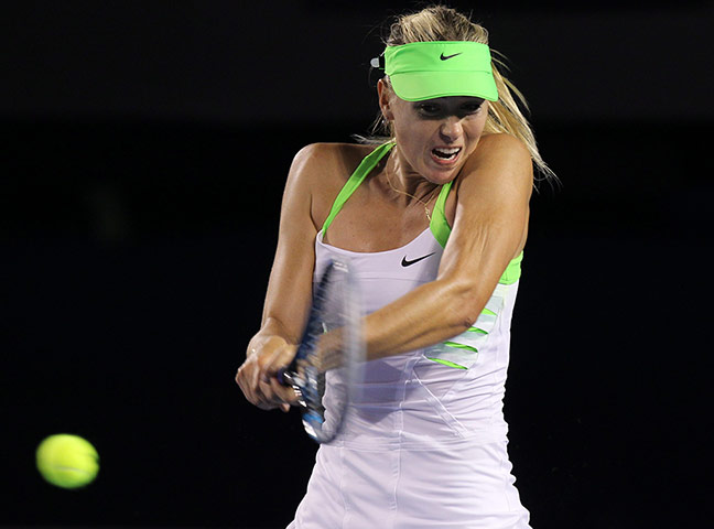 Australian Open Day 8: Maria Sharapova of Russia hits a backhand in her women's fourth round match